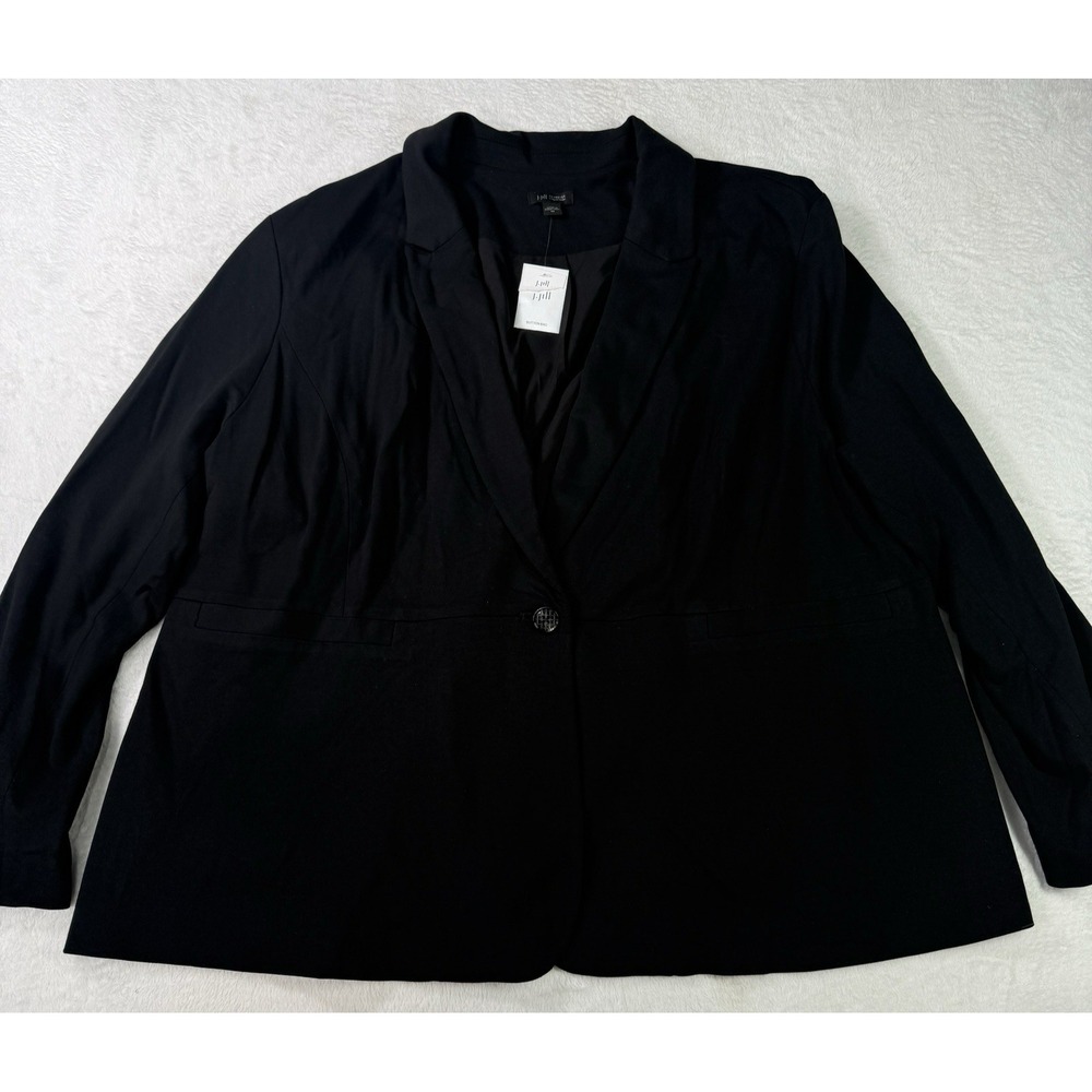 J JILL Wearever Collection Blazer Jacket 3X Black Pinot One Button NWT